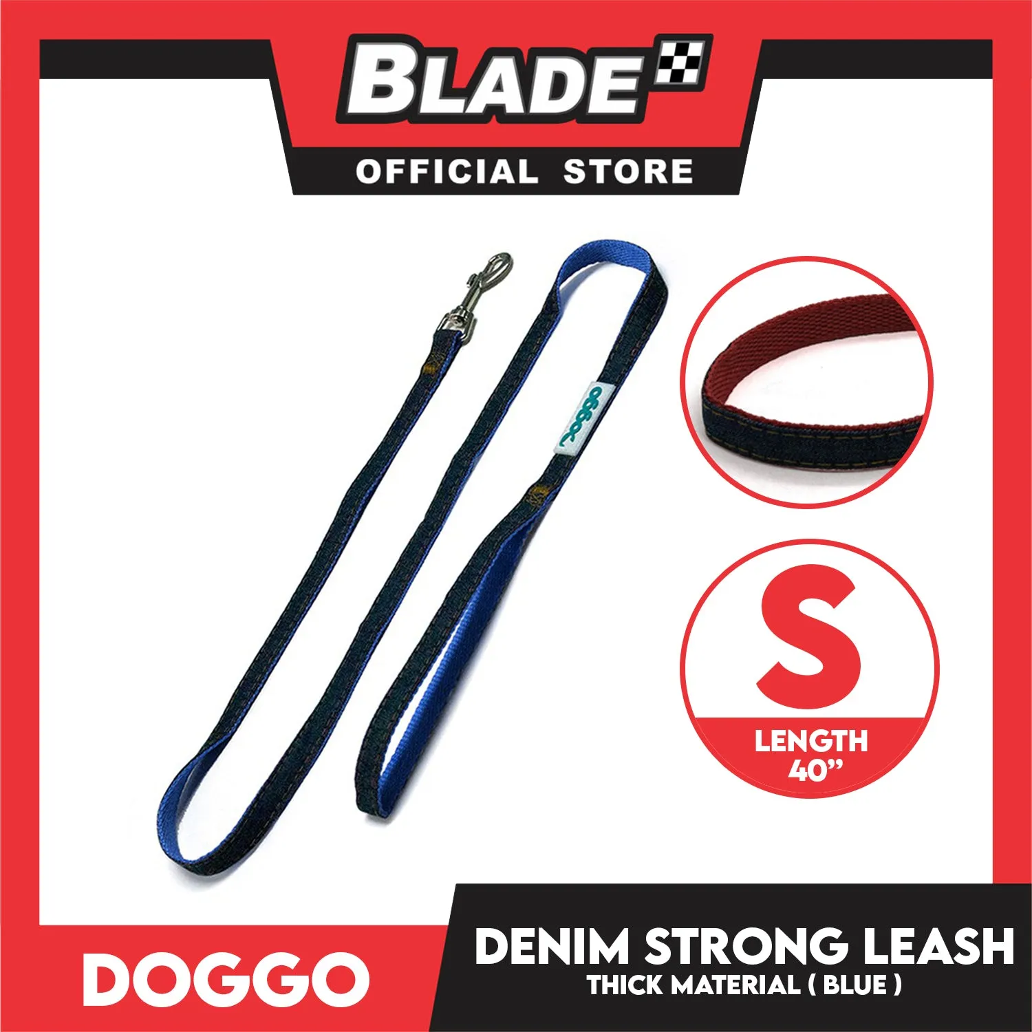 Doggo Strong Leash Denim Design Small (Blue) Leash for Your Dog