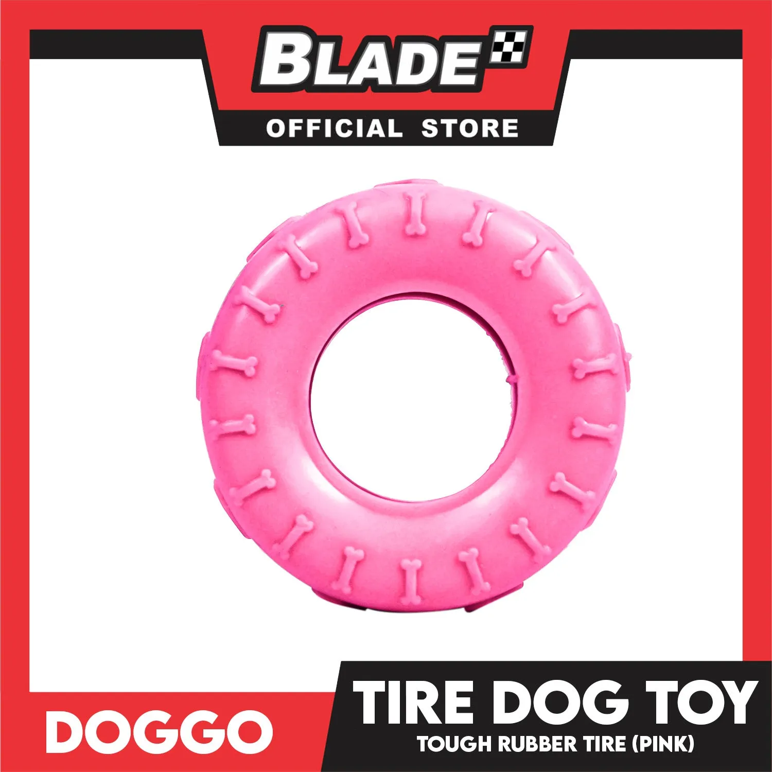 Doggo Tire (Pink) Small Size Ultra Tough Rubber Dog Toy