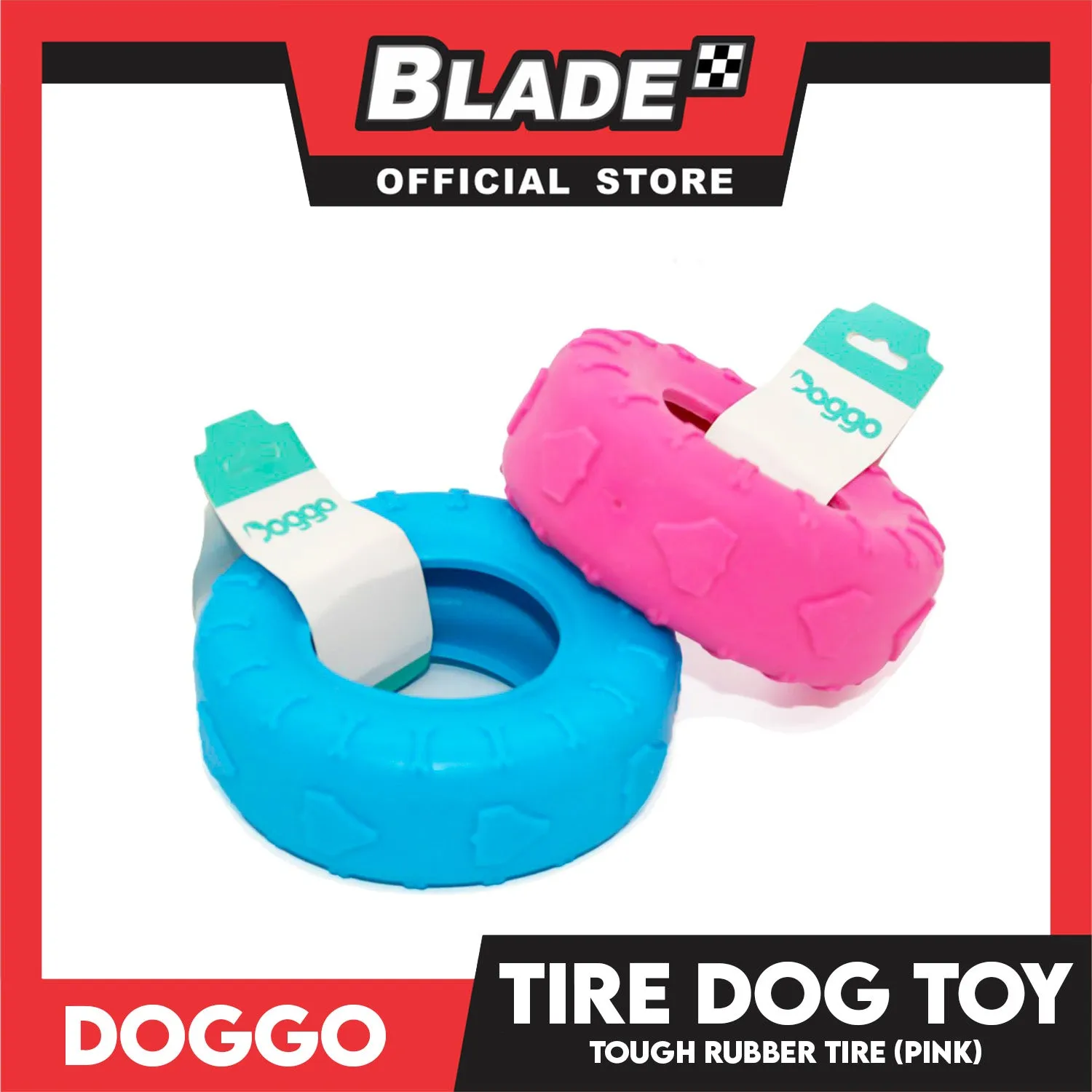 Doggo Tire (Pink) Small Size Ultra Tough Rubber Dog Toy