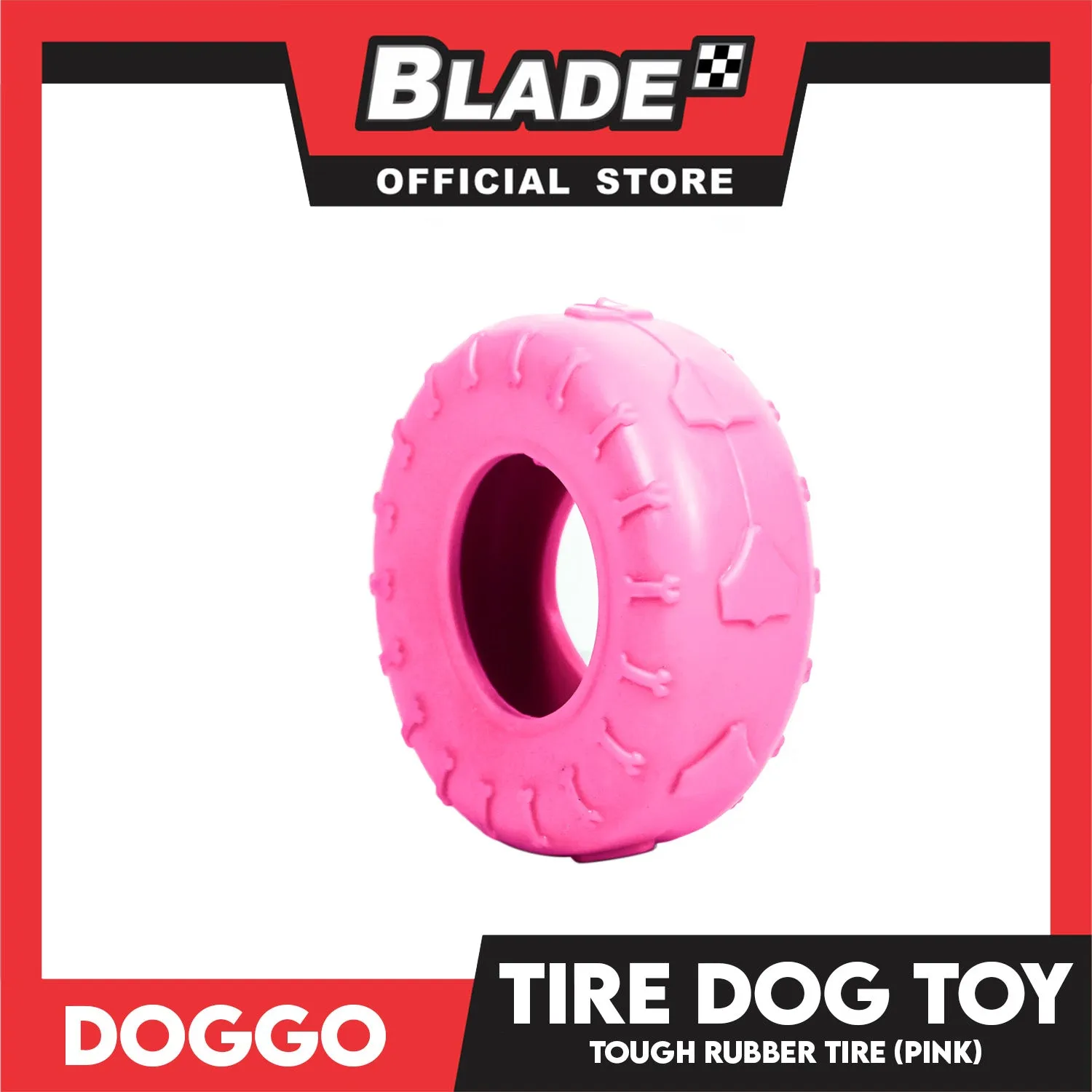Doggo Tire (Pink) Small Size Ultra Tough Rubber Dog Toy