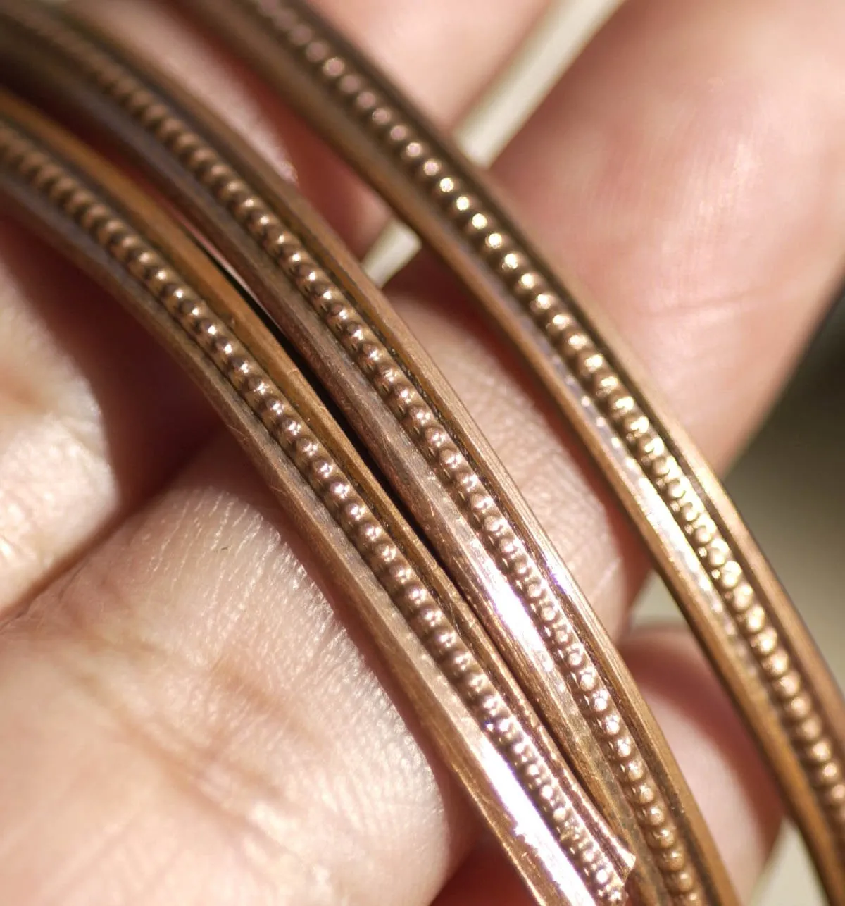 Dots w/ Border 3.8mm patterned ring wire, gallery wire, solid copper, raw brass, pure bronze