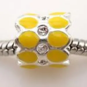 Enamel European Spacer Bead/Charm - Flanged Crystal Enamel