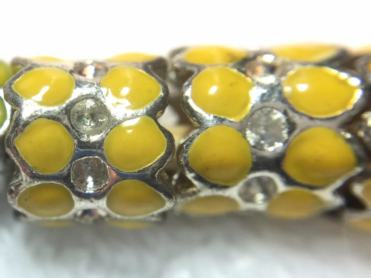 Enamel European Spacer Bead/Charm - Flanged Crystal Enamel