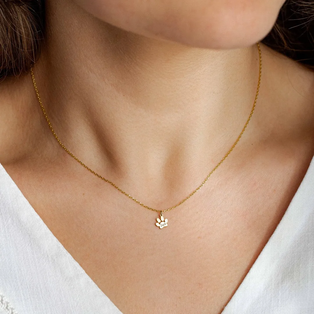 Engraved Paw Print Necklace