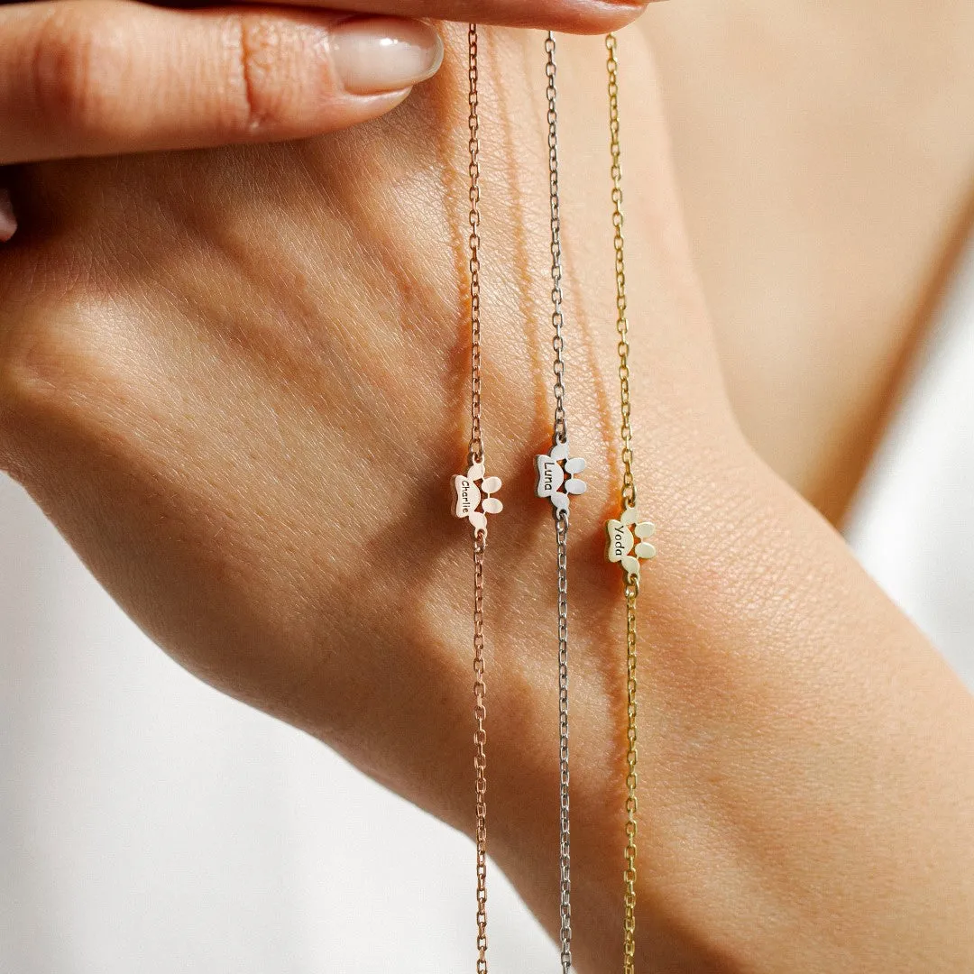 Engraved Paw Print Necklace