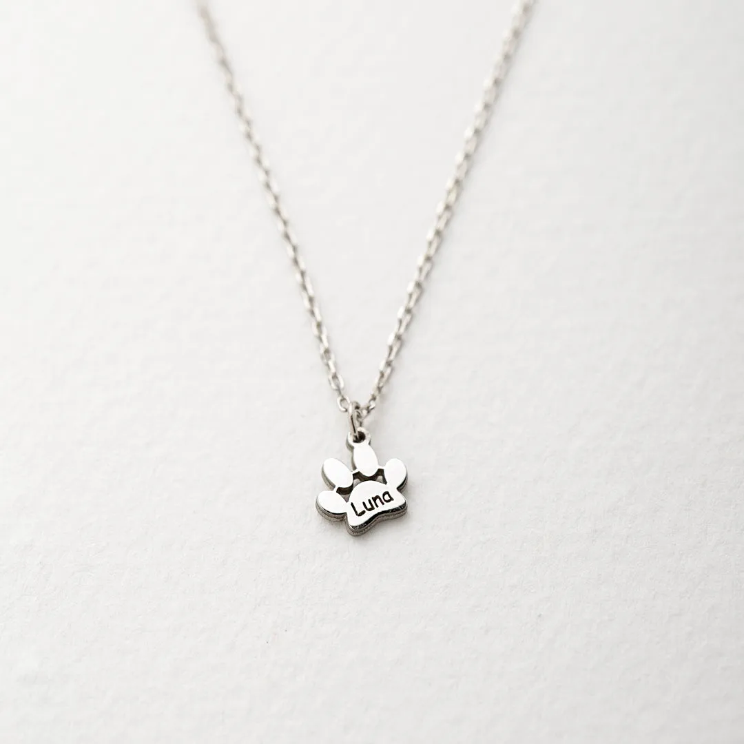 Engraved Paw Print Necklace