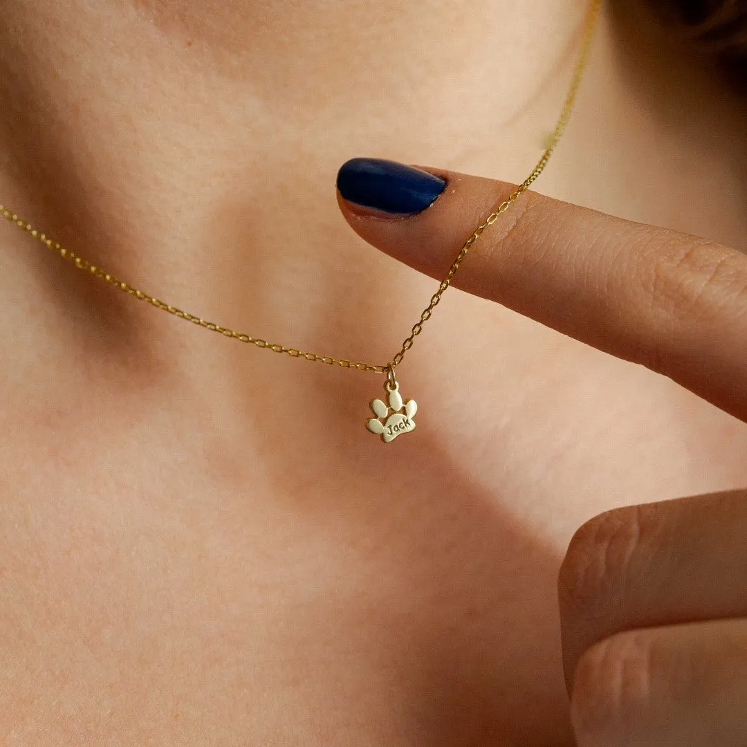 Engraved Paw Print Necklace