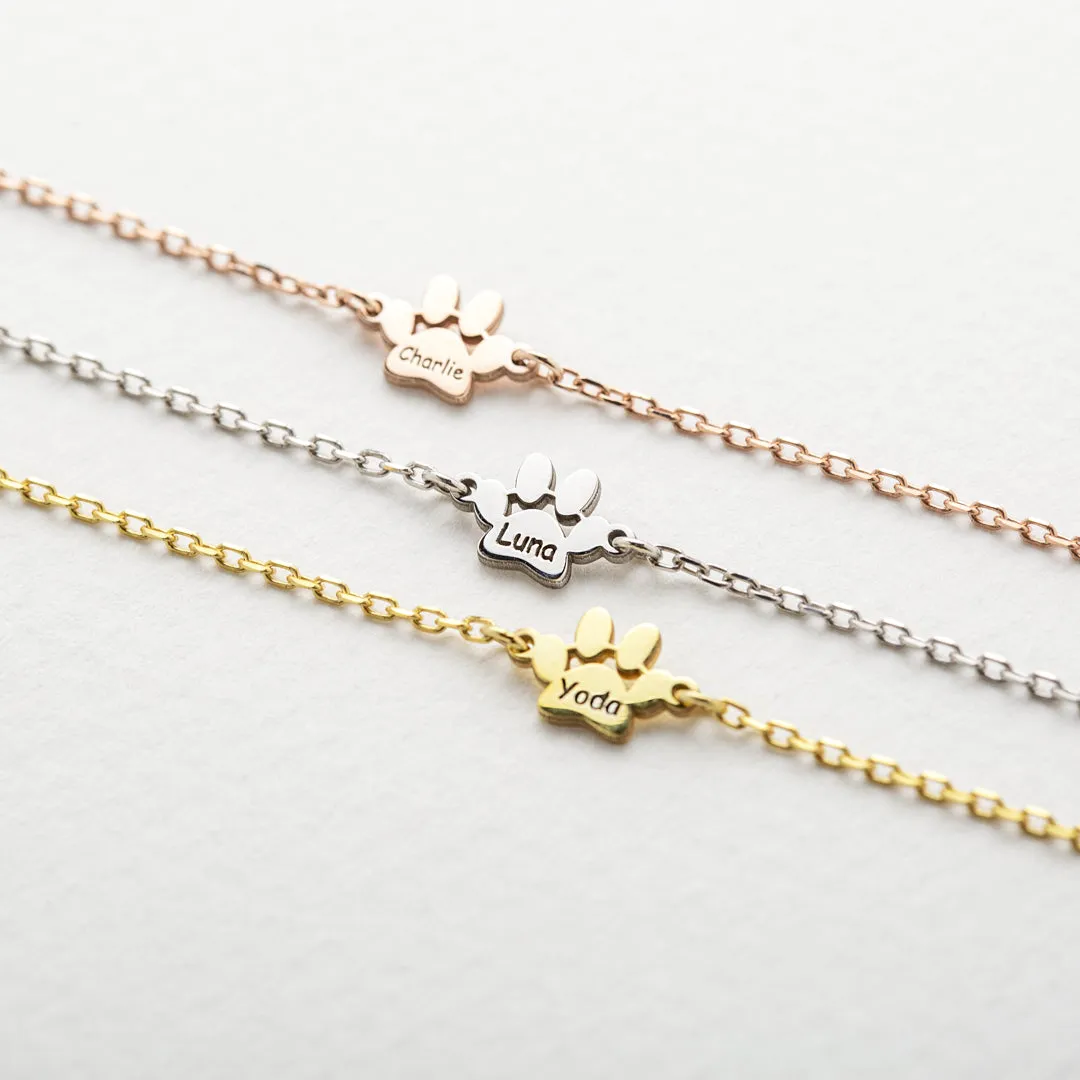 Engraved Paw Print Necklace