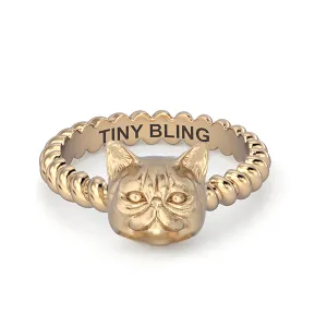 Exotic Short Hair Persian Cat Twisted Wire Rope Ring