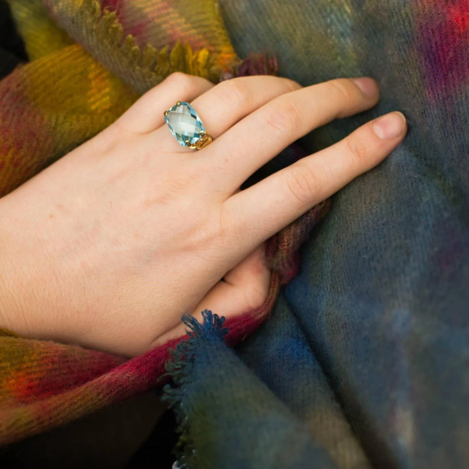 Faceted Blue Topaz Ring