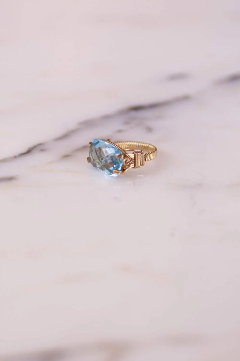 Faceted Blue Topaz Ring