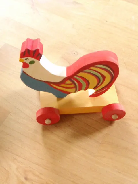 fanciful rooster push toy