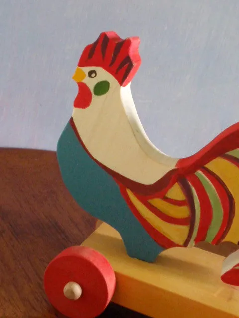 fanciful rooster push toy