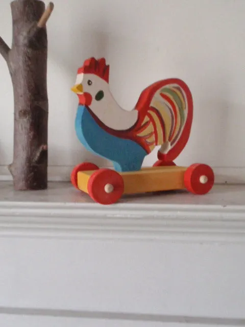 fanciful rooster push toy