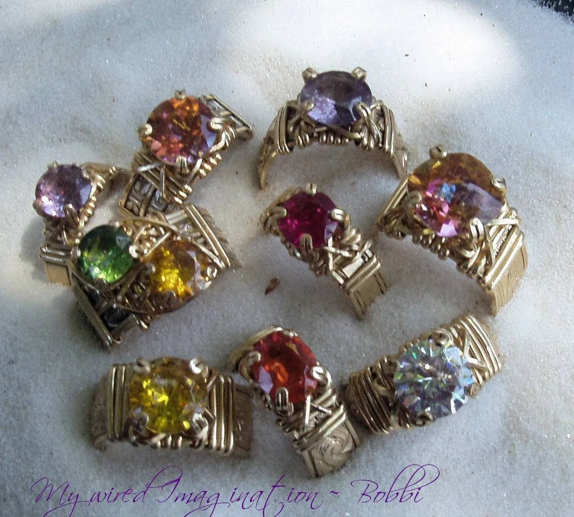 Fancy Band Prong Ring, Wire Wrap Jewelry Tutorial, Wire Wrap Ring Pattern