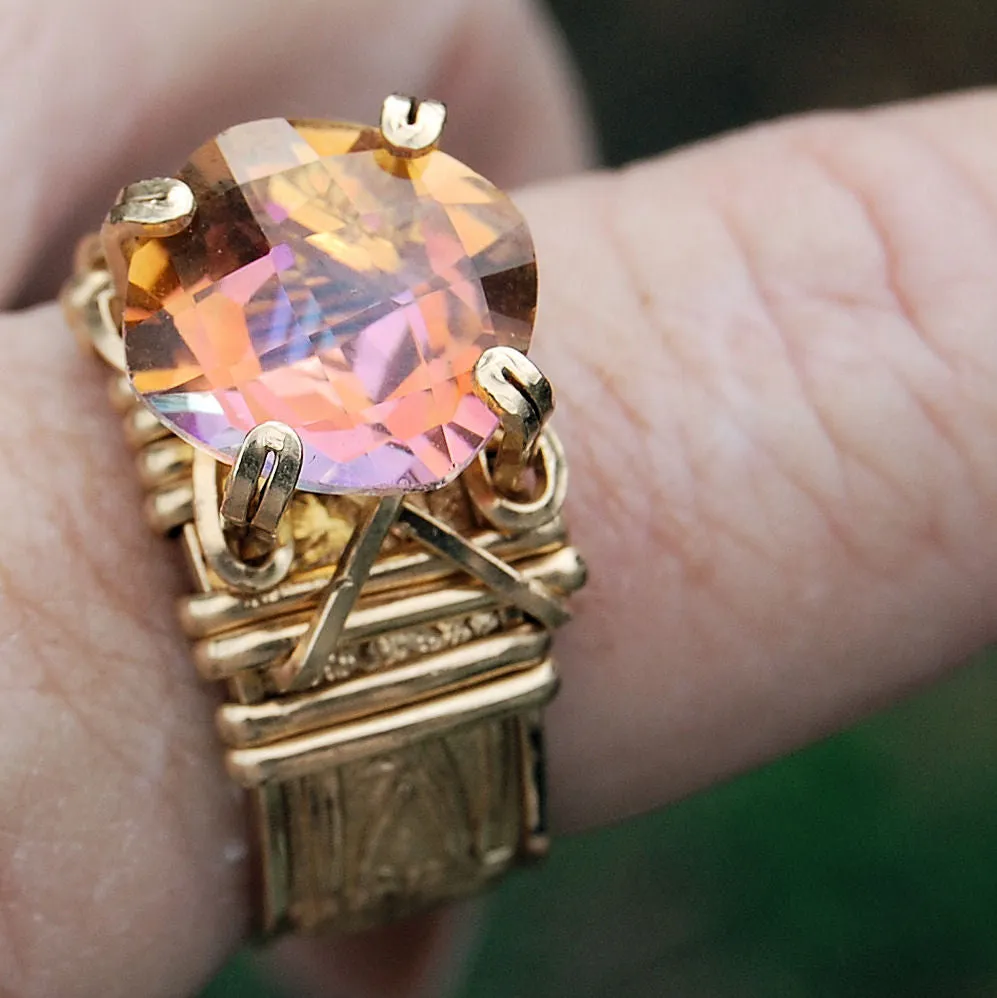 Fancy Band Prong Ring, Wire Wrap Jewelry Tutorial, Wire Wrap Ring Pattern