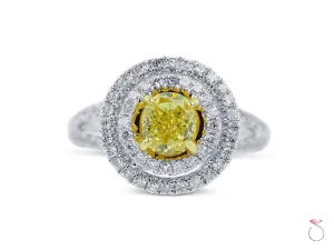 Fancy Intense Yellow Diamond 2.68 ctw. Double Diamond Halo Ring