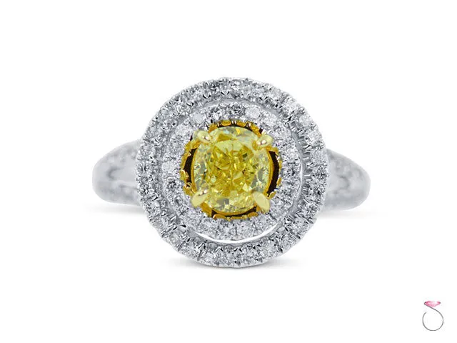 Fancy Intense Yellow Diamond 2.68 ctw. Double Diamond Halo Ring