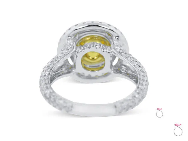 Fancy Intense Yellow Diamond 2.68 ctw. Double Diamond Halo Ring