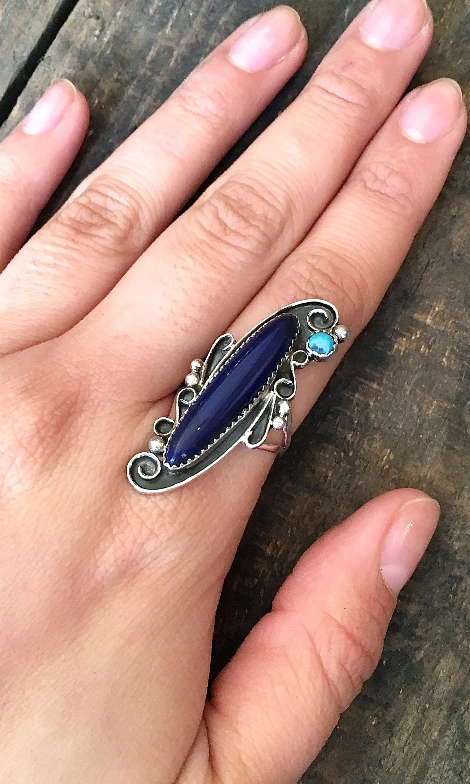 FEELING BLUE Silver & Lapis Lazuli & Turquoise Navajo Ring