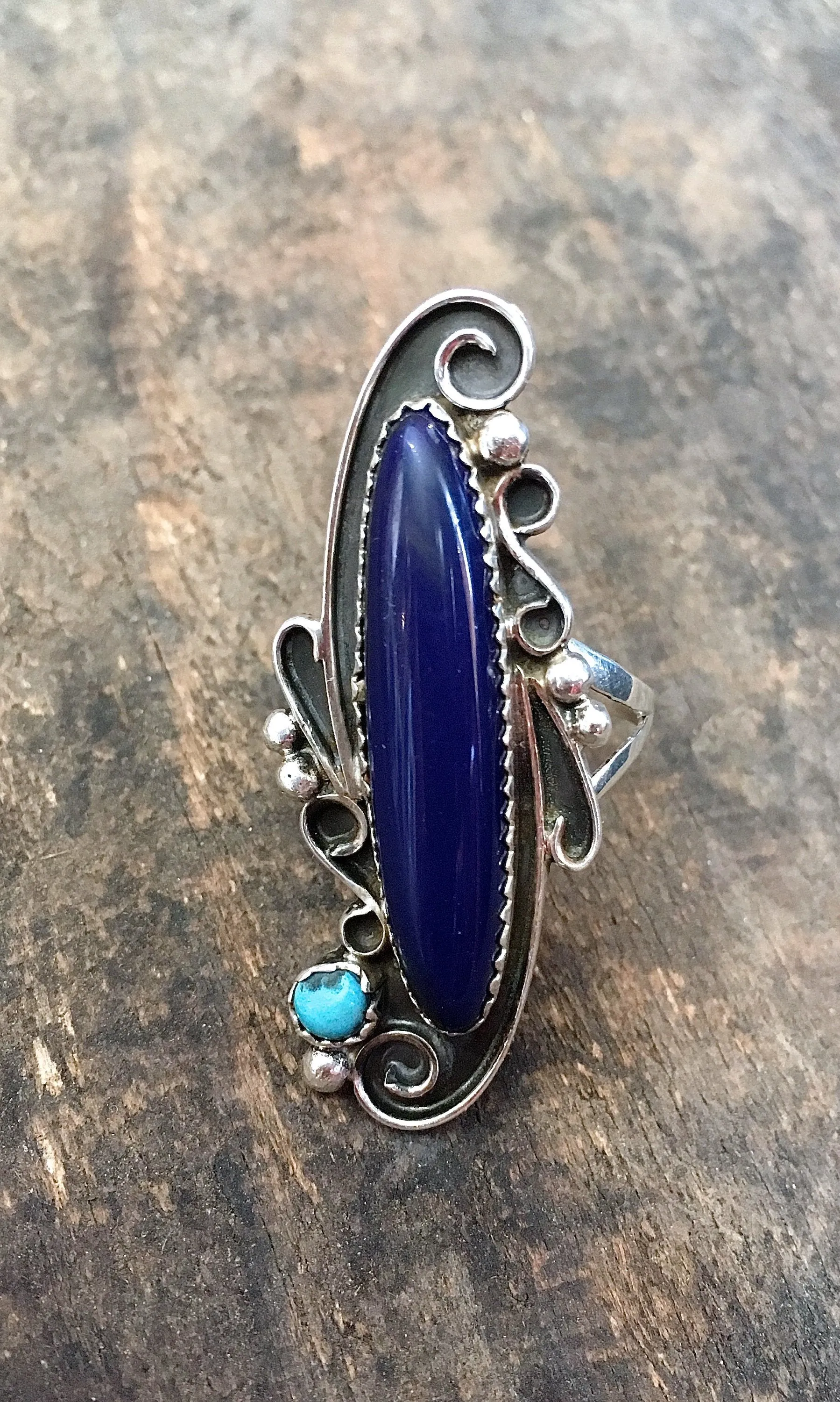 FEELING BLUE Silver & Lapis Lazuli & Turquoise Navajo Ring