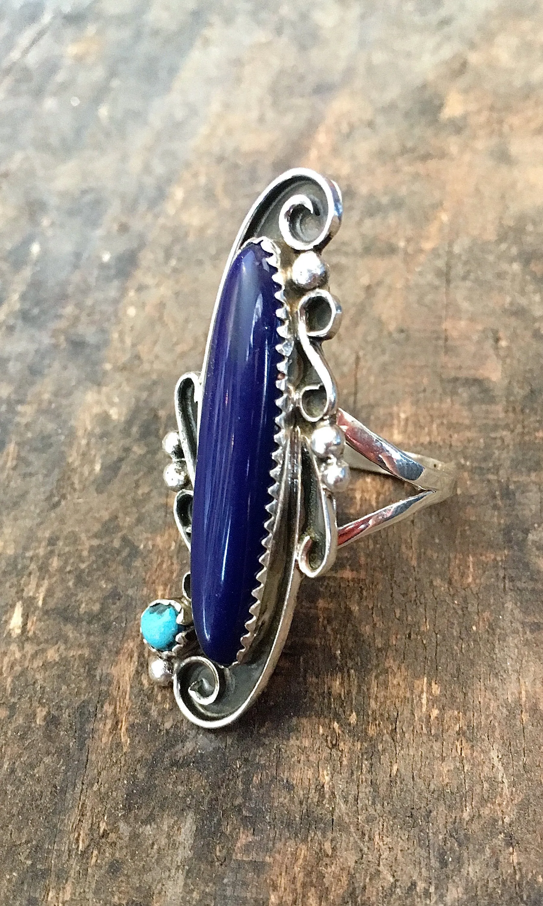 FEELING BLUE Silver & Lapis Lazuli & Turquoise Navajo Ring