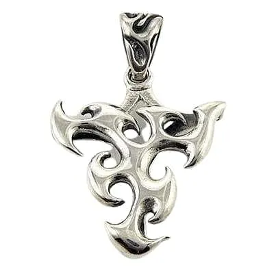 Flame Blade Tribal Sterling Silver Guitar Pick Holder Pendant