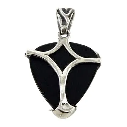Flame Blade Tribal Sterling Silver Guitar Pick Holder Pendant