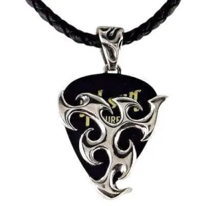Flame Blade Tribal Sterling Silver Guitar Pick Holder Pendant