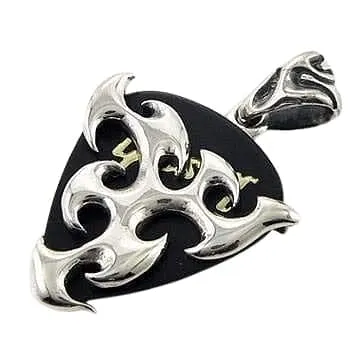 Flame Blade Tribal Sterling Silver Guitar Pick Holder Pendant