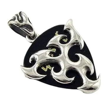 Flame Blade Tribal Sterling Silver Guitar Pick Holder Pendant