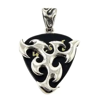 Flame Blade Tribal Sterling Silver Guitar Pick Holder Pendant