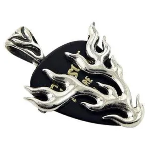 Flame Guitar Pick Holder Sterling Silver Pendant