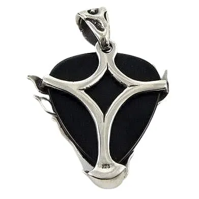 Flame Guitar Pick Holder Sterling Silver Pendant