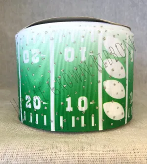Football Field with Silver Glitter Sparkles USDR Ribbon - 3 Inch
