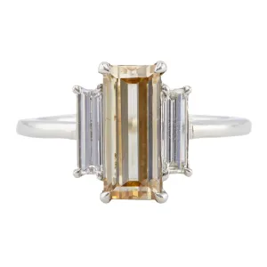 GIA 2.00 Carat Fancy Color Diamond Platinum Three Stone Ring