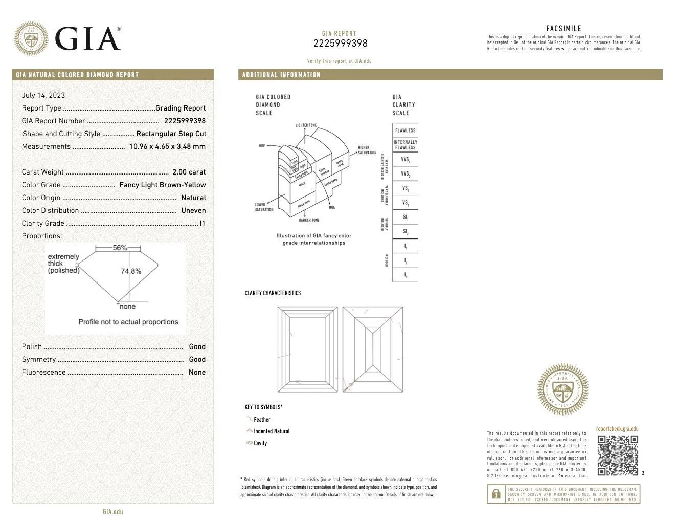 GIA 2.00 Carat Fancy Color Diamond Platinum Three Stone Ring