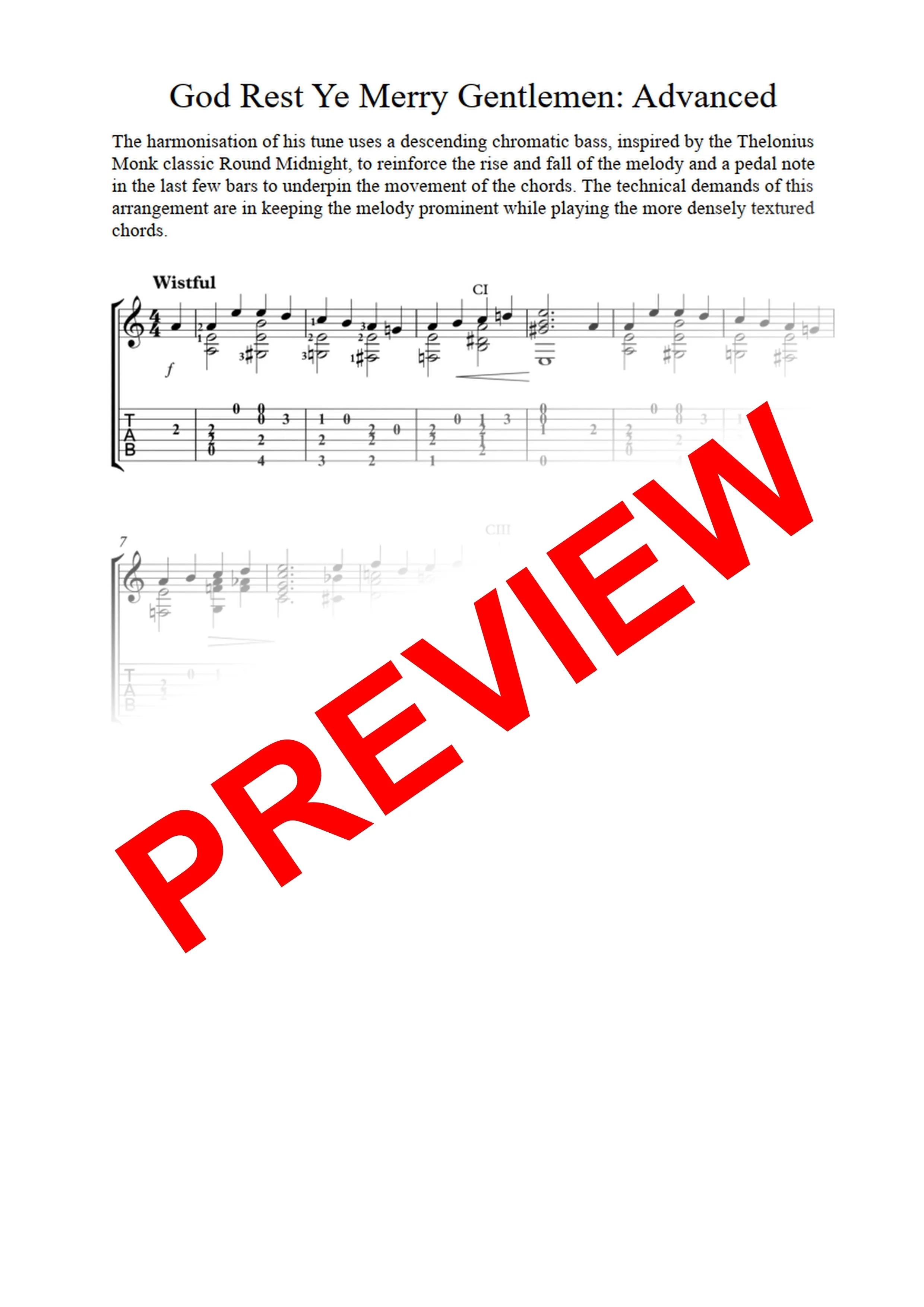 God Rest Ye Merry Gentlemen: PDF Combined Versions for guitar - Sheet Music Download