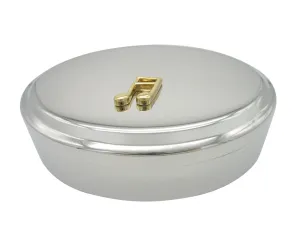 Gold Toned Quaver Music Note Pendant Oval Trinket Jewelry Box