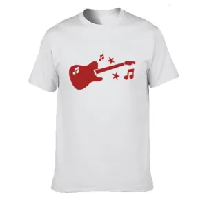 Guitar Music Notes Stars T Shirt Cotton Short Sleeve Tops SJA9