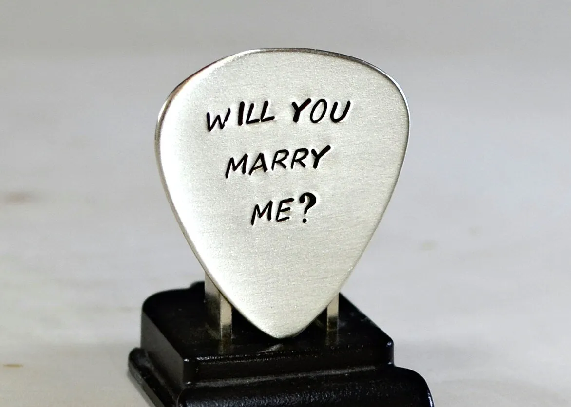 Guitar Pick Marriage Proposal in Sterling Silver