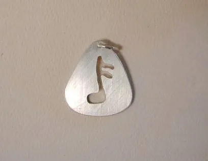 Guitar Pick Sterling Silver Pendant with Music Note Cut Out