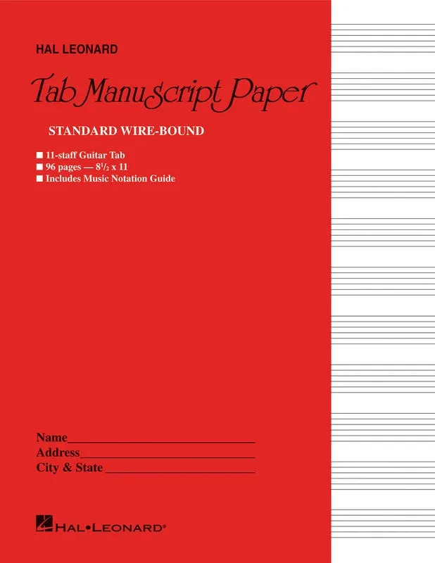 Guitar Tablature Manuscript Paper - Wire-Bound