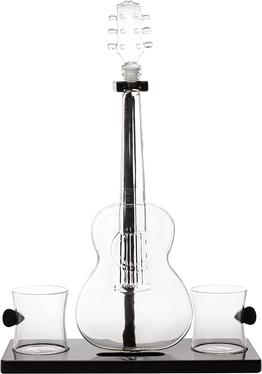 Guitar Whiskey Decanter, Mahogany Base - 1000 ML Glass Decanter 14" H For Whiskey, Scotch, Spirits, Wine Or Vodka For Music Lovers and Guitar Players