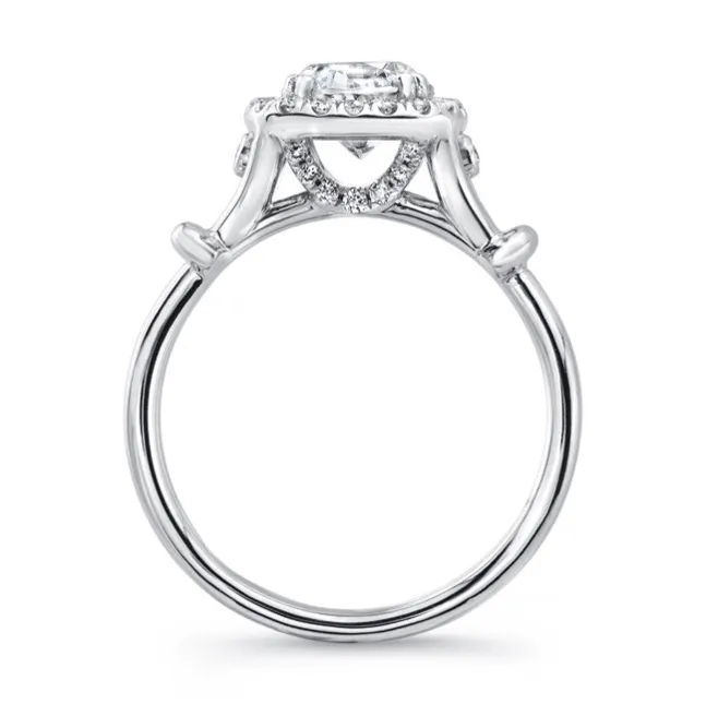 Halo Cushion, Double Shank Diamond Engagement Ring