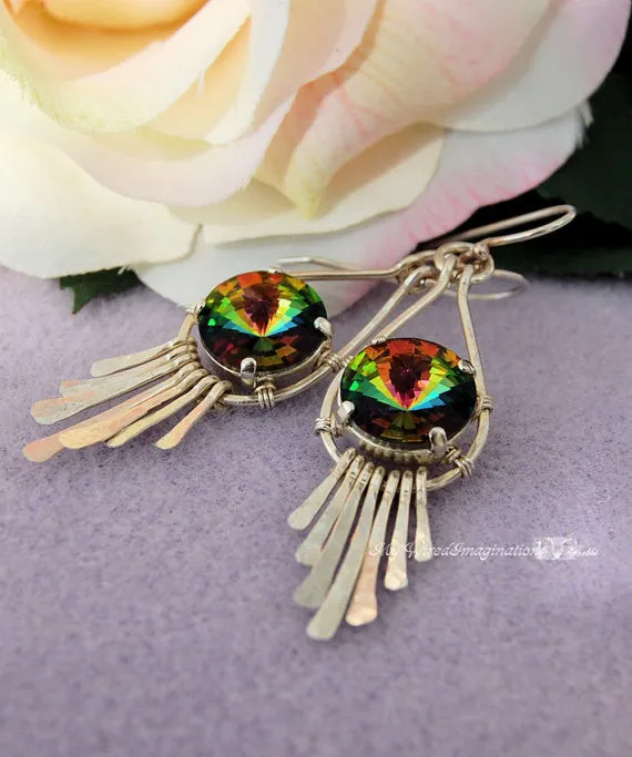 Hammered Crystal Earring, Wire Wrap Earring Tutorial
