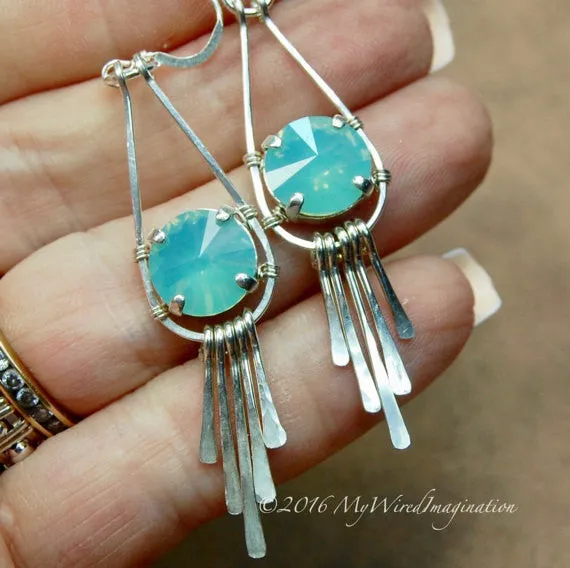 Hammered Crystal Earring, Wire Wrap Earring Tutorial