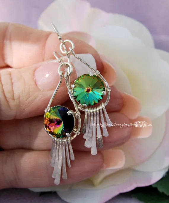 Hammered Crystal Earring, Wire Wrap Earring Tutorial