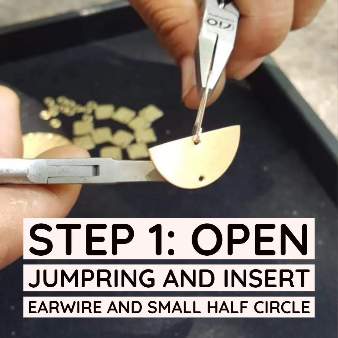 Hammered Half Circle and Charm Earring Kit