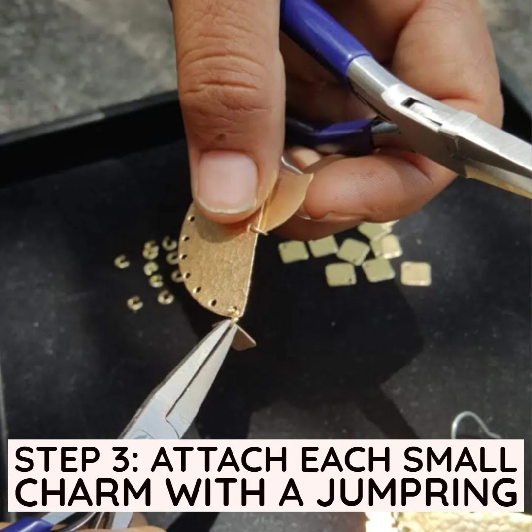 Hammered Half Circle and Charm Earring Kit
